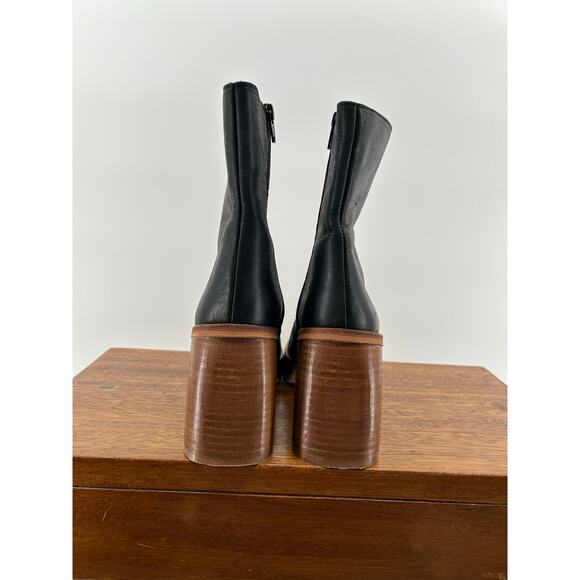 FREE PEOPLE RUBY SHINE Boot NEW Platform Stacked Leather Heel Sz 37 (US 6.5 to 7 - Picture 6 of 11